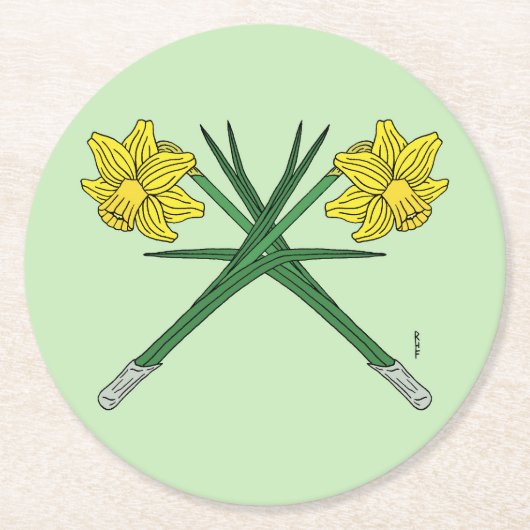 Daffodils Crossed Ronde Kartonnen Onderzetter (Voorkant)