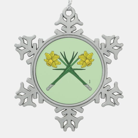 Daffodils Crossed Tin Sneeuwvlok Ornament (Voorkant)