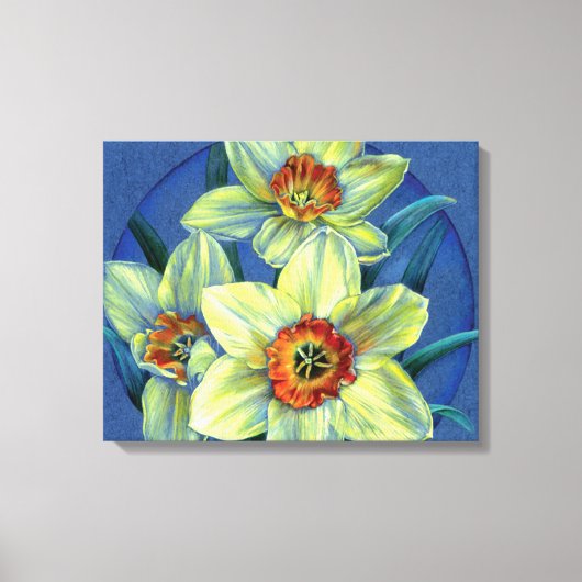 "Daffodils - de joys of spring"-veldoverdruk Canvas Afdruk (Voorkant)