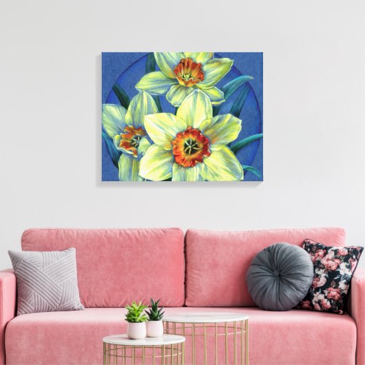 "Daffodils - de joys of spring"-veldoverdruk Canvas Afdruk (Insitu (Woonkamer))
