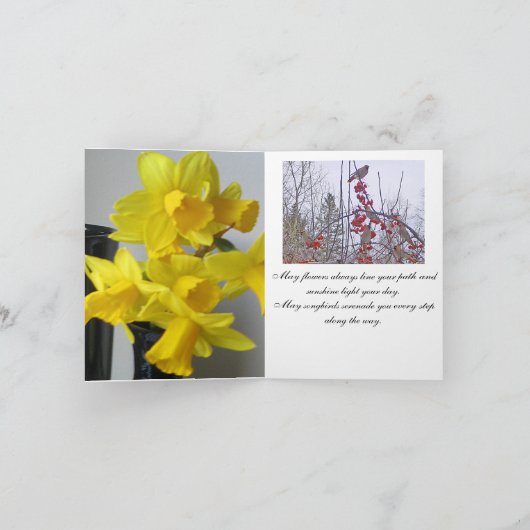 Daffodils en Birds Note Kaart (Binnen)