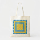 Daffodils en Blauwe en Witte Polka Dots Tote Bag (Voorkant)