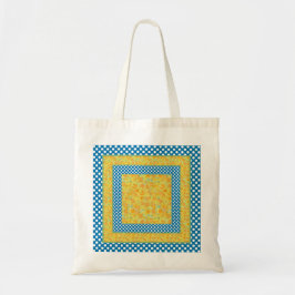 Daffodils en Blauwe en Witte Polka Dots Tote Bag