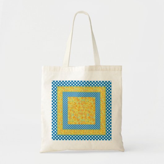 Daffodils en Blauwe en Witte Polka Dots Tote Bag (Voorkant)