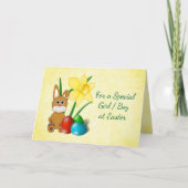 Daffodils en Bunny Easter Kaart voor kinderen (Voorkant)