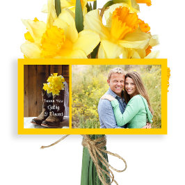 Daffodils en Cowboy Boots Barn Wedding Bedankt