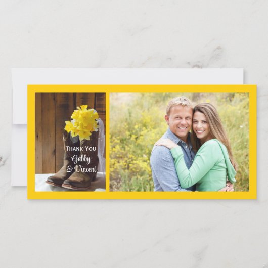 Daffodils en Cowboy Boots Barn Wedding Bedankt (Voorkant)
