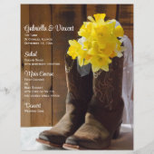Daffodils en Cowboy Boots Country Wedding Menu (Voorkant)