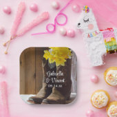 Daffodils en Cowboy Boots country Western Wedding Papieren Bordje (Feest)