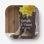 Daffodils en Cowboy Boots country Western Wedding Papieren Bordje (Voorkant)