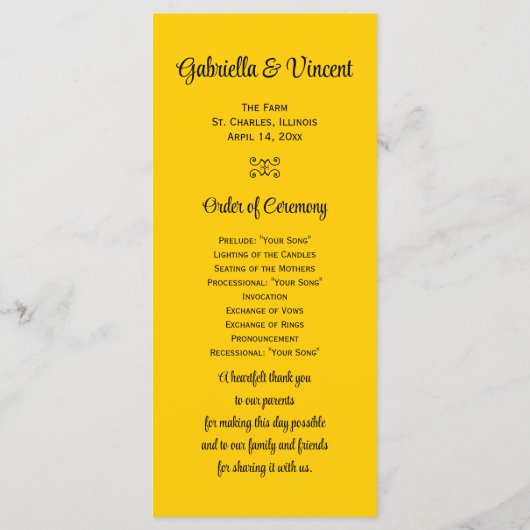 Daffodils en Cowboy Boots country Western Wedding Programmakaart (Achterkant)