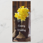 Daffodils en Cowboy Boots country Western Wedding Programmakaart (Voorkant)