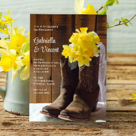 Daffodils en Cowboy Boots Verloving Barn Party Kaart