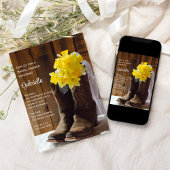 Daffodils en Cowboy Boots Western Vrijgezellenfees Kaart