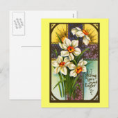 Daffodils en Cross Pasen Feestdagenkaart (Voorkant / Achterkant)