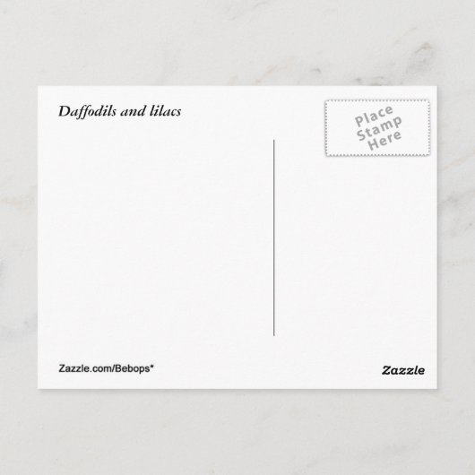 Daffodils en Lilacs Briefkaart (Achterkant)