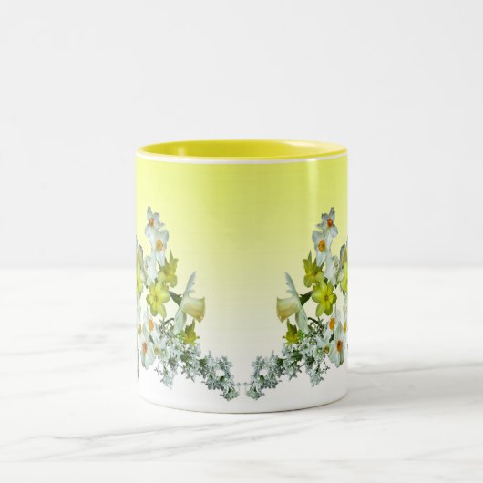 Daffodils en Lilacs Tweekleurige Koffiemok (Center)