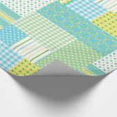 Daffodils Faux Patchwork Polkas ChecFlorals Cadeaupapier (Hoek)