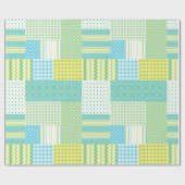 Daffodils Faux Patchwork Polkas ChecFlorals Cadeaupapier (Vlak)