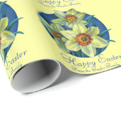 Daffodils fijne, blauwe gele paasverpakking cadeaupapier (Rol Hoek)