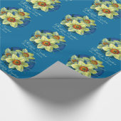 Daffodils fijne, blauwe gele paasverpakking cadeaupapier (Hoek)