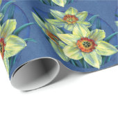 Daffodils fijne, blauwe gele verpakking cadeaupapier (Rol Hoek)