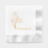 Daffodils Floral Outline Folie Stamped servetten (Voorkant)