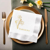 Daffodils Floral Outline Folie Stamped servetten