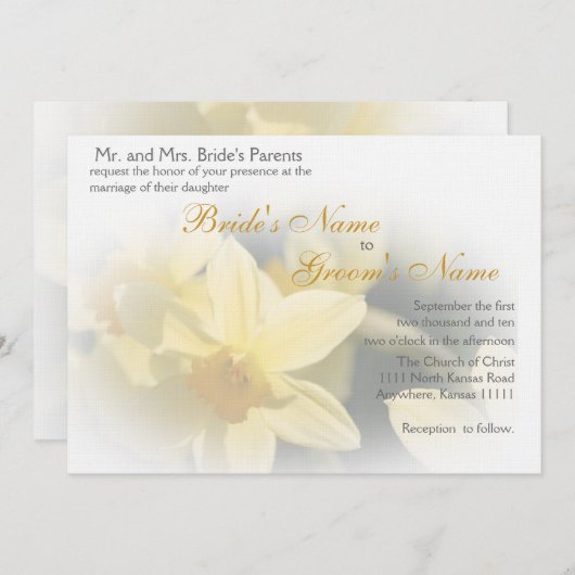 Daffodils Floral Wedding Kaart (Voorkant / Achterkant)