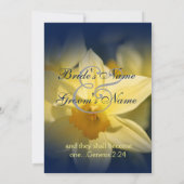 Daffodils Floral Wedding Navy Kaart (Achterkant)