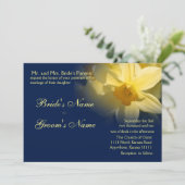 Daffodils Floral Wedding Navy Kaart (Staand voorkant)