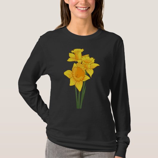 Daffodils Flowers Floral Style Spring Easter Garde T-shirt (Voorkant)
