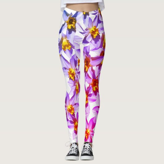 Daffodils Flowers Foto Aangepaste Leggings (Voorkant)