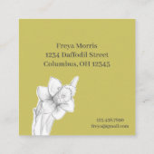 Daffodils Fresh Cut Flowers Botanical Citron Vierkante Visitekaartje (Achterkant)