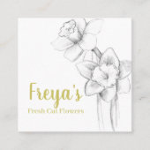 Daffodils Fresh Cut Flowers Botanical Citron Vierkante Visitekaartje (Voorkant)