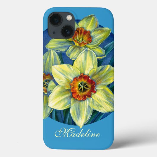Daffodils geel blauw met de naam Case-Mate iPhone case (Achterkant)