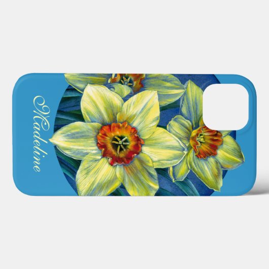 Daffodils geel blauw met de naam Case-Mate iPhone case (Achterkant (horizontaal))