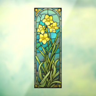 Daffodils Glas in lood stijl venster Cling Raamsticker