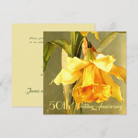 Daffodils Golden Wedding Invitation Kaart (Voorkant / Achterkant)