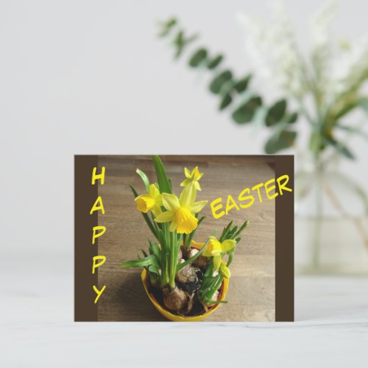 Daffodils Happy Easter Cust. Briefkaart tekst (Staand voorkant)