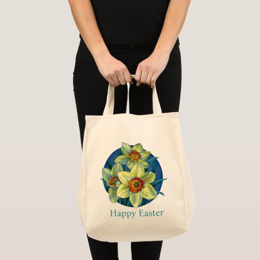 'Daffodils' Happy Easter fijne kunsttas Tote Bag (Voorkant (product))