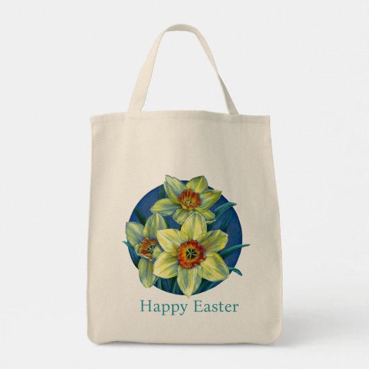 'Daffodils' Happy Easter fijne kunsttas Tote Bag (Achterkant)
