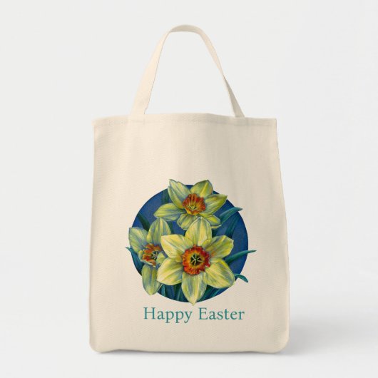 'Daffodils' Happy Easter fijne kunsttas Tote Bag (Voorkant)