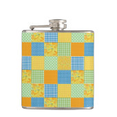Daffodils Hip Flask: Country-Style Faux-Patchwork Heupfles (Voorkant)