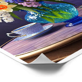 Daffodils Hyacinten Blauw Glas Vaas Teacups Poster (Hoek)