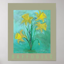Daffodils in de lente. Acrylverf en digitale verf Poster
