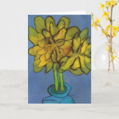 Daffodils in een Blue Vase Groeten Kaart (Gele Bloem)
