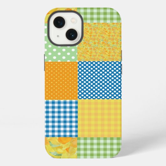 Daffodils iPad Mini Case, Land Faux-Patchwork iPhone Hoesje (Achterkant)