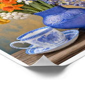 Daffodils Iris Blauw Keramische Vaas Teacup Poster (Hoek)