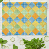 Daffodils Keukenhanddoek, Country Faux-Patchwork Theedoek (Gevouwen)